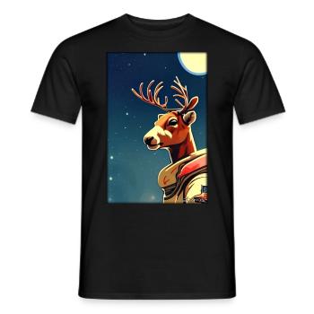 Rentier Astronaut Zukunft Sci-Fi Technik - Männer T-Shirt - Schwarz - Vorne - AI Model Male 178 light (178cm)