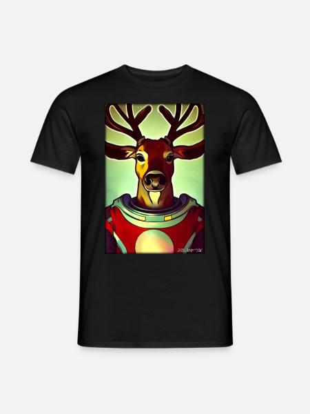 Reindeer Astronaut Future Sci-Fi Technology - Men's T-Shirt - black