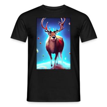 Reindeer Christmas Space Galaxy Universe Map - Men's T-Shirt - black - Front - AI Model Male 178 light (178cm)