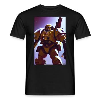 Kampfbot Roboter Supersoldat Maschine Krieger - Männer T-Shirt - Schwarz - Vorne - AI Model Male 178 light (178cm)