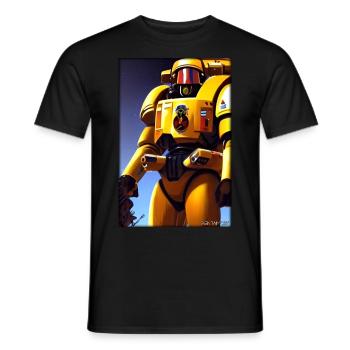 Kampfbot Roboter Supersoldat Maschine Krieger - Männer T-Shirt - Schwarz - Vorne - AI Model Male 178 light (178cm)