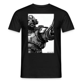 Kampfbot Roboter Supersoldat Maschine Krieger - Männer T-Shirt - Schwarz - Vorne - AI Model Male 178 light (178cm)