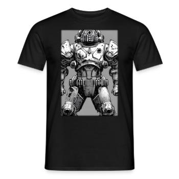 Kampfbot Roboter Supersoldat Maschine Krieger - Männer T-Shirt - Schwarz - Vorne - AI Model Male 178 light (178cm)