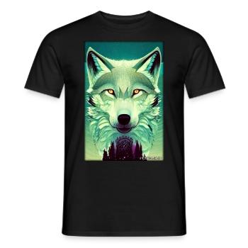 Wolf Animal Motif Nature Wild Mystical Wildlife - Men's T-Shirt - black - Front - AI Model Male 178 light (178cm)
