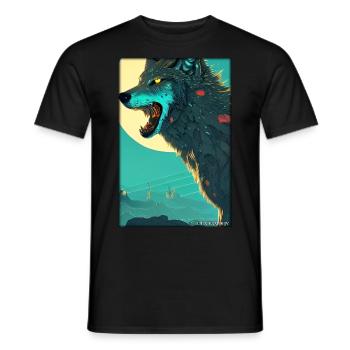 Wolf Animal Motif Nature Wild Mystical Wildlife - Men's T-Shirt - black - Front - AI Model Male 178 light (178cm)