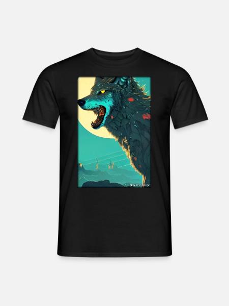 Wolf Animal Motif Nature Wild Mystical Wildlife - Men's T-Shirt - black