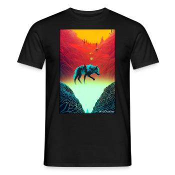 Wolf Animal Motif Nature Wild Mystical Wildlife - Men's T-Shirt - black - Front - AI Model Male 178 light (178cm)