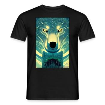 Wolf Animal Motif Nature Wild Mystical Wildlife - Men's T-Shirt - black - Front - AI Model Male 178 light (178cm)