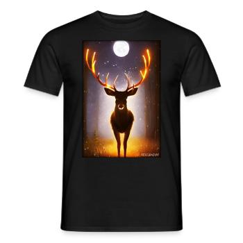 Deer Moon Moonlight Forest Winter Snow Forest Animal - Men's T-Shirt - black - Front - AI Model Male 178 light (178cm)