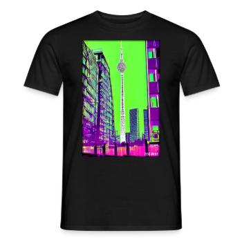 Berlin Berliner Fernsehturm Stadt Wahrzeichen - Männer T-Shirt - Schwarz - Vorne - AI Model Male 178 light (178cm)