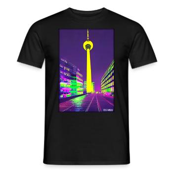 Berlin Berliner Fernsehturm Stadt Wahrzeichen - Männer T-Shirt - Schwarz - Vorne - AI Model Male 178 light (178cm)