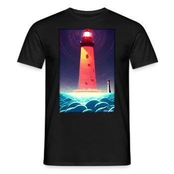 lighthouse sea light North Sea Baltic Sea holiday beach - Men's T-Shirt - black - Front - AI Model Male 178 light (178cm)