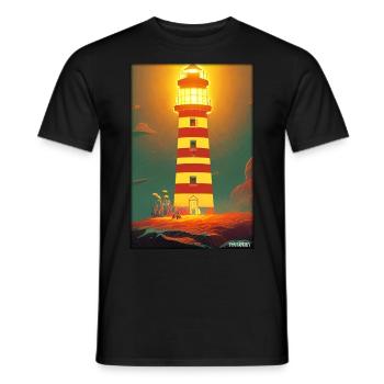 lighthouse sea light North Sea Baltic Sea holiday beach - Men's T-Shirt - black - Front - AI Model Male 178 light (178cm)