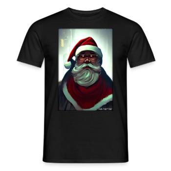Santa Claus Christmas Future Cyber Neon Punk - Men's T-Shirt - black - Front - AI Model Male 178 light (178cm)
