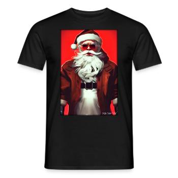 Santa Claus Christmas Future Cyber Neon Punk - Men's T-Shirt - black - Front - AI Model Male 178 light (178cm)