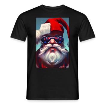 Santa Claus Christmas Future Cyber Neon Punk - Men's T-Shirt - black - Front - AI Model Male 178 light (178cm)