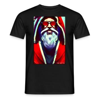 Santa Claus Christmas Future Cyber Neon Punk - Men's T-Shirt - black - Front - AI Model Male 178 light (178cm)