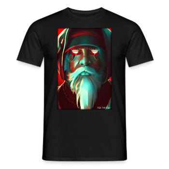 Santa Claus Christmas Future Cyber Neon Punk - Men's T-Shirt - black - Front - AI Model Male 178 light (178cm)