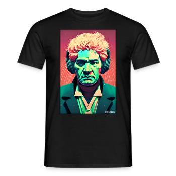 Ludwig van Beethoven DJ Casque Fête musicale - T-shirt homme - noir - Devant - AI Model Male 178 light (178cm)