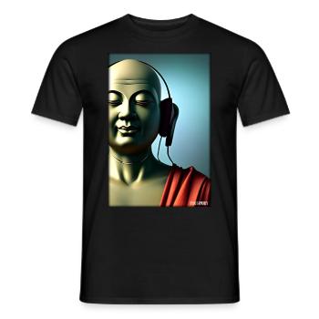 Bouddha Wisdom Professeur DJ Casque Musique Party - T-shirt homme - noir - Devant - AI Model Male 178 light (178cm)