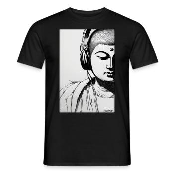 Bouddha Wisdom Professeur DJ Casque Musique Party - T-shirt homme - noir - Devant - AI Model Male 178 light (178cm)