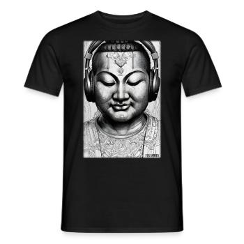 Bouddha Wisdom Professeur DJ Casque Musique Party - T-shirt homme - noir - Devant - AI Model Male 178 light (178cm)