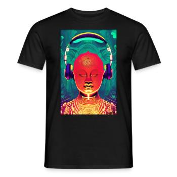 Bouddha Wisdom Professeur DJ Casque Musique Party - T-shirt homme - noir - Devant - AI Model Male 178 light (178cm)