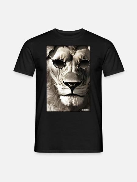 Löwe Sonnenbrille Raubkatze Wildtier Löwenkopf - Männer T-Shirt - Schwarz