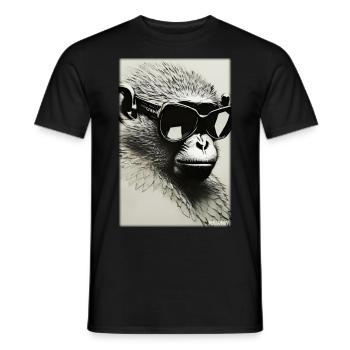 Lunettes de soleil de singe Wildlife Monkey Head Wildlife Zoo - T-shirt homme - noir - Devant - AI Model Male 178 light (178cm)