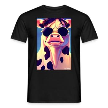 Kuh Sonnenbrille Tierwelt Bauernhof Milchkuh - Männer T-Shirt - Schwarz - Vorne - AI Model Male 178 light (178cm)