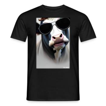 Kuh Sonnenbrille Tierwelt Bauernhof Milchkuh - Männer T-Shirt - Schwarz - Vorne - AI Model Male 178 light (178cm)