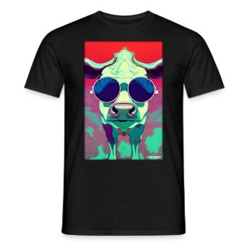 Kuh Sonnenbrille Tierwelt Bauernhof Milchkuh - Männer T-Shirt - Schwarz - Vorne - AI Model Male 178 light (178cm)