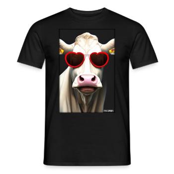 Kuh Sonnenbrille Tierwelt Bauernhof Milchkuh - Männer T-Shirt - Schwarz - Vorne - AI Model Male 178 light (178cm)