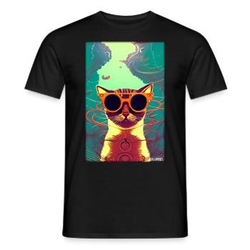 Cat Cat Sunglasses Wildlife Animals Pet - Men's T-Shirt - black - Front - AI Model Male 178 light (178cm)