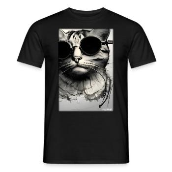Cat Cat Sunglasses Wildlife Animals Pet - Men's T-Shirt - black - Front - AI Model Male 178 light (178cm)