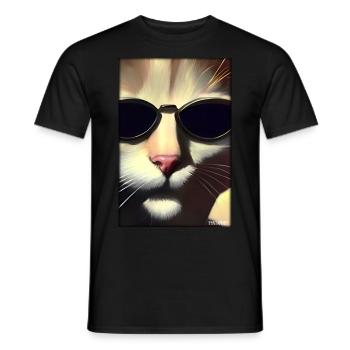 Cat Cat Sunglasses Wildlife Animals Pet - Men's T-Shirt - black - Front - AI Model Male 178 light (178cm)