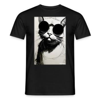 Cat Cat Sunglasses Wildlife Animals Pet - Men's T-Shirt - black - Front - AI Model Male 178 light (178cm)