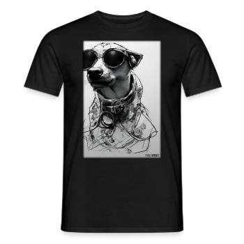 Chien Chiens Lunettes de soleil Animaux sauvages Animaux animaux - T-shirt homme - noir - Devant - AI Model Male 178 light (178cm)