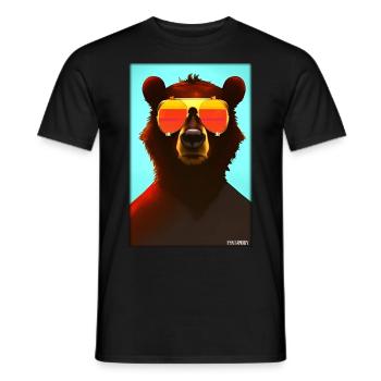 Bear Sunglasses Wildlife Forest Animals Wilderness - Men's T-Shirt - black - Front - AI Model Male 178 light (178cm)
