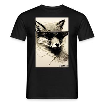 Fox Sunglasses Wildlife Forest Animals Wilderness - Men's T-Shirt - black - Front - AI Model Male 178 light (178cm)