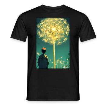 Dandelion Dandelion Asteraceae Flower Spring - Men's T-Shirt - black - Front - AI Model Male 178 light (178cm)
