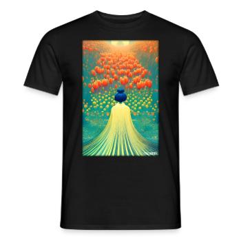 Tulip Lily Family Flower Spring Meadow Green - Men's T-Shirt - black - Front - AI Model Male 178 light (178cm)