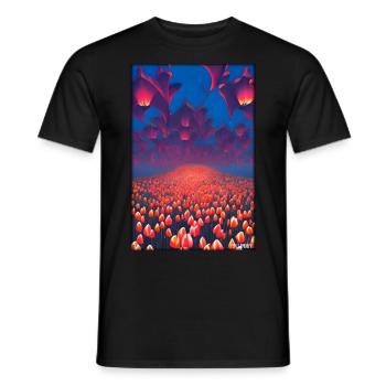 Tulip Lily Family Flower Spring Meadow Green - Men's T-Shirt - black - Front - AI Model Male 178 light (178cm)