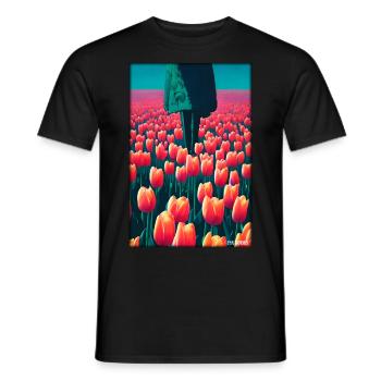 Tulip Lily Family Flower Spring Meadow Green - Men's T-Shirt - black - Front - AI Model Male 178 light (178cm)