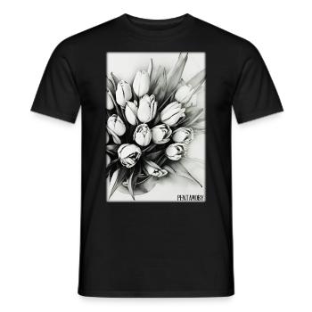 Tulip Lily Family Flower Spring Meadow Green - Men's T-Shirt - black - Front - AI Model Male 178 light (178cm)