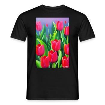 Tulip Lily Family Flower Spring Meadow Green - Men's T-Shirt - black - Front - AI Model Male 178 light (178cm)
