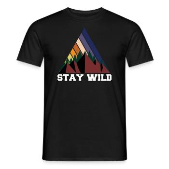 Stay Wild - Mountains Wilderness Nature - Men's T-Shirt - black - Front - AI Model Male 178 light (178cm)