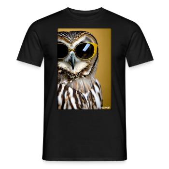 Eule Sonnenbrille Wildtier Vogel Waldtier Wald - Männer T-Shirt - Schwarz - Vorne - AI Model Male 178 light (178cm)