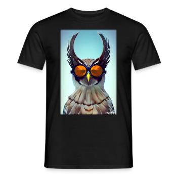 Eule Sonnenbrille Wildtier Vogel Waldtier Wald - Männer T-Shirt - Schwarz - Vorne - AI Model Male 178 light (178cm)