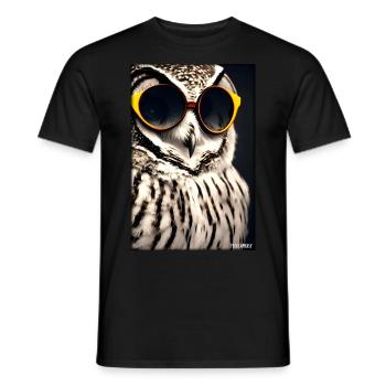 Eule Sonnenbrille Wildtier Vogel Waldtier Wald - Männer T-Shirt - Schwarz - Vorne - AI Model Male 178 light (178cm)